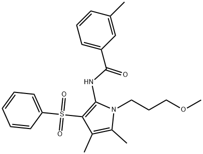N-[3-(benzenesulfonyl)-1-(3-methoxypropyl)-4,5-dimethylpyrrol-2-yl]-3-methylbenzamide Structural