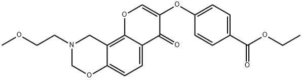 ethyl 4-[[9-(2-methoxyethyl)-4-oxo-8,10-dihydropyrano[2,3-f][1,3]benzoxazin-3-yl]oxy]benzoate Structural
