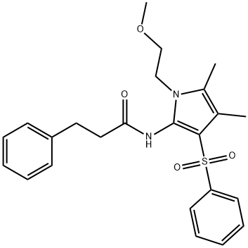 N-[3-(benzenesulfonyl)-1-(2-methoxyethyl)-4,5-dimethylpyrrol-2-yl]-3-phenylpropanamide Structural