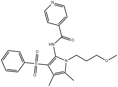N-[3-(benzenesulfonyl)-1-(3-methoxypropyl)-4,5-dimethylpyrrol-2-yl]pyridine-4-carboxamide Structural