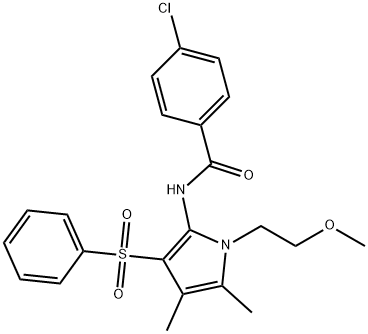 N-[3-(benzenesulfonyl)-1-(2-methoxyethyl)-4,5-dimethylpyrrol-2-yl]-4-chlorobenzamide Structural