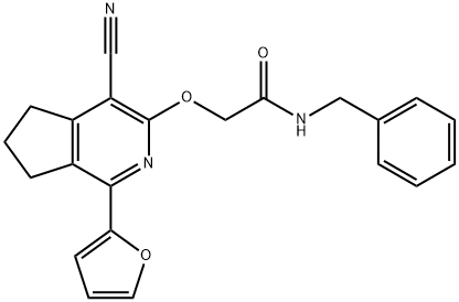 N-benzyl-2-[[4-cyano-1-(furan-2-yl)-6,7-dihydro-5H-cyclopenta[c]pyridin-3-yl]oxy]acetamide Structural