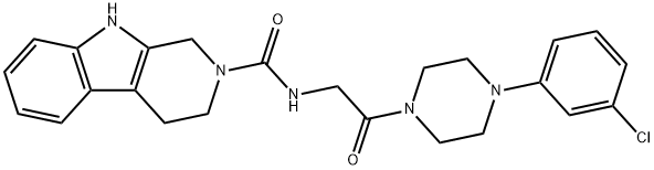 N-[2-[4-(3-chlorophenyl)piperazin-1-yl]-2-oxoethyl]-1,3,4,9-tetrahydropyrido[3,4-b]indole-2-carboxamide Structural