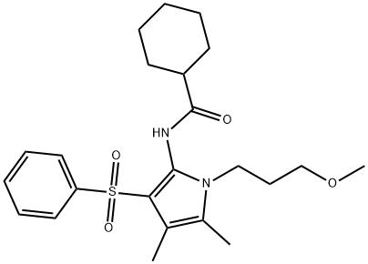 N-[3-(benzenesulfonyl)-1-(3-methoxypropyl)-4,5-dimethylpyrrol-2-yl]cyclohexanecarboxamide Structural