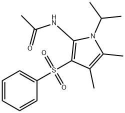 N-[3-(benzenesulfonyl)-4,5-dimethyl-1-propan-2-ylpyrrol-2-yl]acetamide Structural