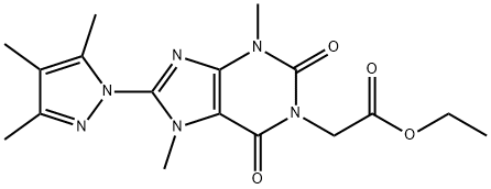 ethyl 2-[3,7-dimethyl-2,6-dioxo-8-(3,4,5-trimethylpyrazol-1-yl)purin-1-yl]acetate Structural