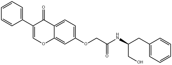 N-[(2S)-1-hydroxy-3-phenylpropan-2-yl]-2-(4-oxo-3-phenylchromen-7-yl)oxyacetamide Structural