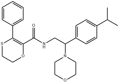 N-[2-morpholin-4-yl-2-(4-propan-2-ylphenyl)ethyl]-5-phenyl-2,3-dihydro-1,4-oxathiine-6-carboxamide Structural