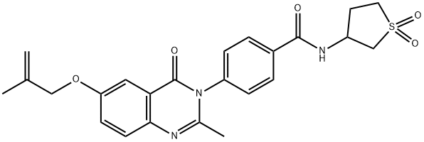 N-(1,1-dioxothiolan-3-yl)-4-[2-methyl-6-(2-methylprop-2-enoxy)-4-oxoquinazolin-3-yl]benzamide Structural