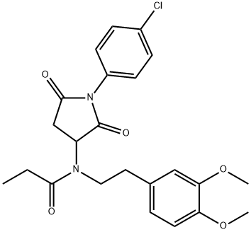 N-[1-(4-chlorophenyl)-2,5-dioxopyrrolidin-3-yl]-N-[2-(3,4-dimethoxyphenyl)ethyl]propanamide Structural