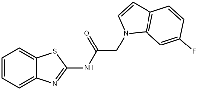 N-(1,3-benzothiazol-2-yl)-2-(6-fluoroindol-1-yl)acetamide Structural