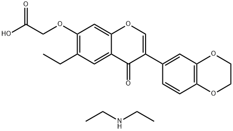 diethylazanium 2-[3-(2,3-dihydro-1,4-benzodioxin-6-yl)-6-ethyl-4-oxochromen-7-yl]oxyacetate Structural