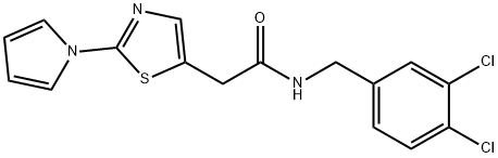 N-[(3,4-dichlorophenyl)methyl]-2-(2-pyrrol-1-yl-1,3-thiazol-5-yl)acetamide Structural