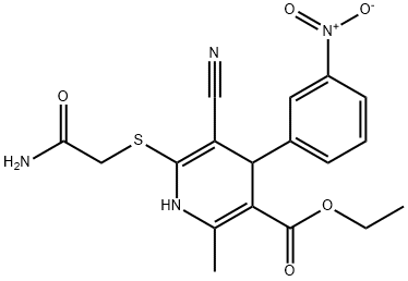 ethyl 6-(2-amino-2-oxoethyl)sulfanyl-5-cyano-2-methyl-4-(3-nitrophenyl)-1,4-dihydropyridine-3-carboxylate Structural
