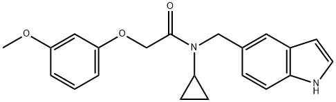N-cyclopropyl-N-(1H-indol-5-ylmethyl)-2-(3-methoxyphenoxy)acetamide Structural