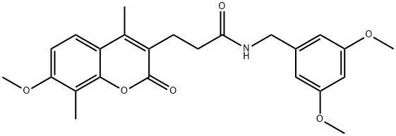 N-[(3,5-dimethoxyphenyl)methyl]-3-(7-methoxy-4,8-dimethyl-2-oxochromen-3-yl)propanamide Structural