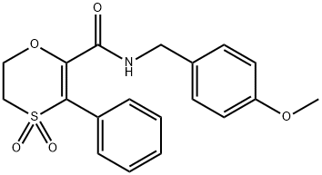 N-[(4-methoxyphenyl)methyl]-4,4-dioxo-5-phenyl-2,3-dihydro-1,4-oxathiine-6-carboxamide Structural