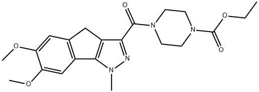 ethyl 4-(6,7-dimethoxy-1-methyl-4H-indeno[1,2-c]pyrazole-3-carbonyl)piperazine-1-carboxylate Structural