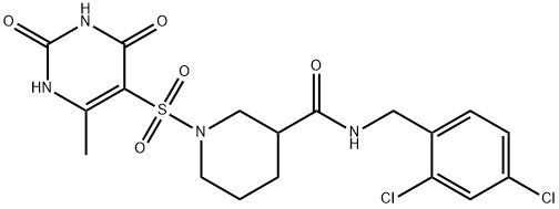 N-[(2,4-dichlorophenyl)methyl]-1-[(6-methyl-2,4-dioxo-1H-pyrimidin-5-yl)sulfonyl]piperidine-3-carboxamide Structural