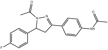 N-[4-[2-acetyl-3-(4-fluorophenyl)-3,4-dihydropyrazol-5-yl]phenyl]acetamide Structural