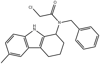 N-benzyl-2-chloro-N-(6-methyl-2,3,4,9-tetrahydro-1H-carbazol-1-yl)acetamide Structural