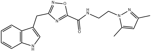 N-[2-(3,5-dimethylpyrazol-1-yl)ethyl]-3-(1H-indol-3-ylmethyl)-1,2,4-oxadiazole-5-carboxamide Structural