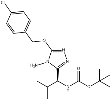 tert-butyl N-[(1S)-1-[4-amino-5-[(4-chlorophenyl)methylsulfanyl]-1,2,4-triazol-3-yl]-2-methylpropyl]carbamate Structural