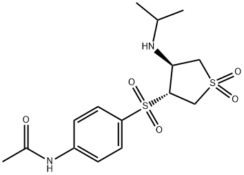 N-[4-[(3R,4S)-1,1-dioxo-4-(propan-2-ylamino)thiolan-3-yl]sulfonylphenyl]acetamide Structural