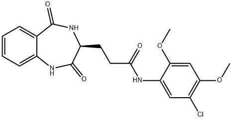 N-(5-chloro-2,4-dimethoxyphenyl)-3-[(3S)-2,5-dioxo-3,4-dihydro-1H-1,4-benzodiazepin-3-yl]propanamide Structural