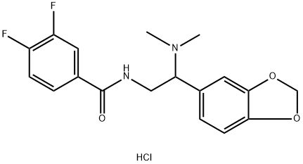 N-[2-(1,3-benzodioxol-5-yl)-2-(dimethylamino)ethyl]-3,4-difluorobenzamide hydrochloride Structural