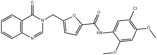 N-(5-chloro-2,4-dimethoxyphenyl)-5-[(4-oxoquinazolin-3-yl)methyl]furan-2-carboxamide Structural