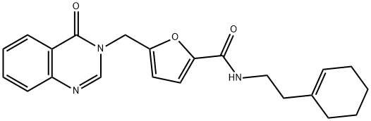 N-[2-(cyclohexen-1-yl)ethyl]-5-[(4-oxoquinazolin-3-yl)methyl]furan-2-carboxamide Structural