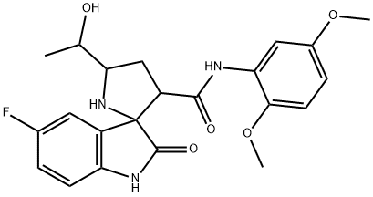 N-(2,5-dimethoxyphenyl)-5-fluoro-5'-(1-hydroxyethyl)-2-oxospiro[1H-indole-3,2'-pyrrolidine]-3'-carboxamide Structural