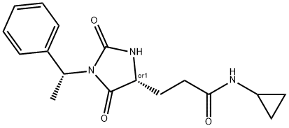 N-cyclopropyl-3-[(4S)-2,5-dioxo-1-[(1S)-1-phenylethyl]imidazolidin-4-yl]propanamide Structural