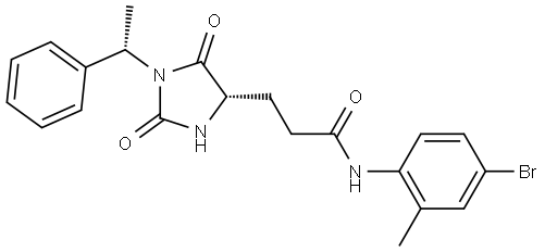 N-(4-bromo-2-methylphenyl)-3-[(4S)-2,5-dioxo-1-[(1S)-1-phenylethyl]imidazolidin-4-yl]propanamide Structural