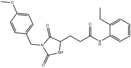 N-(2-ethylphenyl)-3-[1-[(4-methoxyphenyl)methyl]-2,5-dioxoimidazolidin-4-yl]propanamide Structural