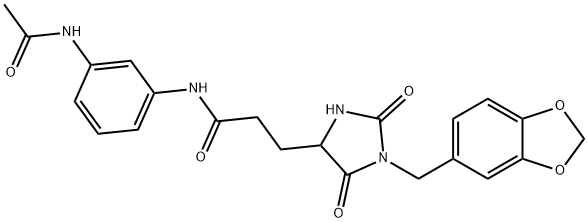 N-(3-acetamidophenyl)-3-[1-(1,3-benzodioxol-5-ylmethyl)-2,5-dioxoimidazolidin-4-yl]propanamide Structural