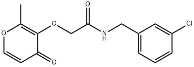 N-[(3-chlorophenyl)methyl]-2-(2-methyl-4-oxopyran-3-yl)oxyacetamide Structural