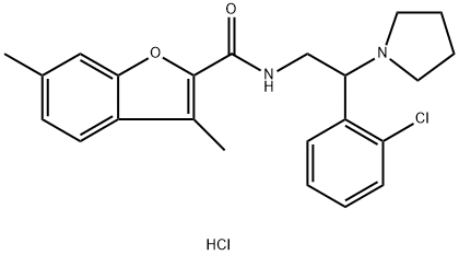 N-[2-(2-chlorophenyl)-2-pyrrolidin-1-ylethyl]-3,6-dimethyl-1-benzofuran-2-carboxamide hydrochloride Structural