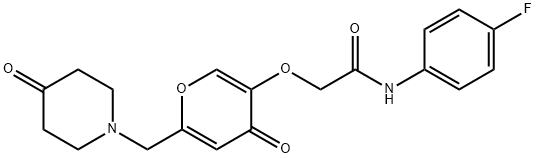 N-(4-fluorophenyl)-2-[4-oxo-6-[(4-oxopiperidin-1-yl)methyl]pyran-3-yl]oxyacetamide Structural