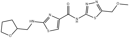 N-[5-(methoxymethyl)-1,3,4-thiadiazol-2-yl]-2-(oxolan-2-ylmethylamino)-1,3-thiazole-4-carboxamide Structural