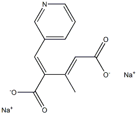 disodium (E,4E)-3-methyl-4-(pyridin-3-ylmethylidene)pent-2-enedioate Structural