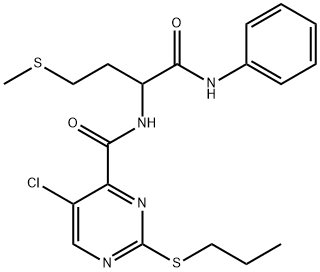 N-(1-anilino-4-methylsulfanyl-1-oxobutan-2-yl)-5-chloro-2-propylsulfanylpyrimidine-4-carboxamide Structural