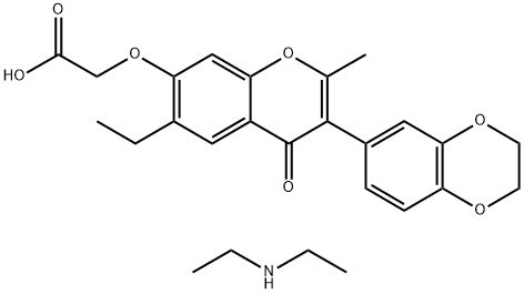 diethylazanium 2-[3-(2,3-dihydro-1,4-benzodioxin-6-yl)-6-ethyl-2-methyl-4-oxochromen-7-yl]oxyacetate Structural