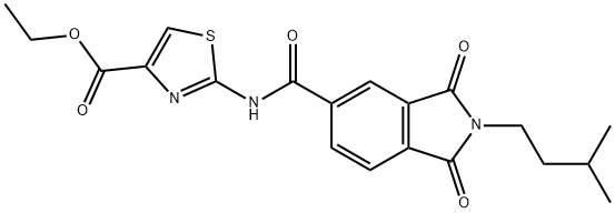ethyl 2-[[2-(3-methylbutyl)-1,3-dioxoisoindole-5-carbonyl]amino]-1,3-thiazole-4-carboxylate Structural
