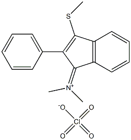 dimethyl-(3-methylsulfanyl-2-phenylinden-1-ylidene)azanium perchlorate Structural