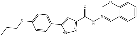 N-[(E)-(2-methoxyphenyl)methylideneamino]-3-(4-propoxyphenyl)-1H-pyrazole-5-carboxamide Structural