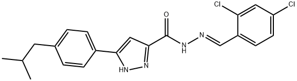 N-[(E)-(2,4-dichlorophenyl)methylideneamino]-3-[4-(2-methylpropyl)phenyl]-1H-pyrazole-5-carboxamide Structural