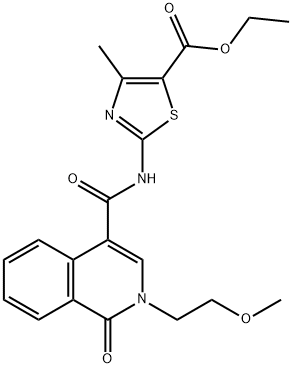 ethyl 2-[[2-(2-methoxyethyl)-1-oxoisoquinoline-4-carbonyl]amino]-4-methyl-1,3-thiazole-5-carboxylate Structural