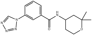 N-(2,2-dimethyloxan-4-yl)-3-(tetrazol-1-yl)benzamide Structural